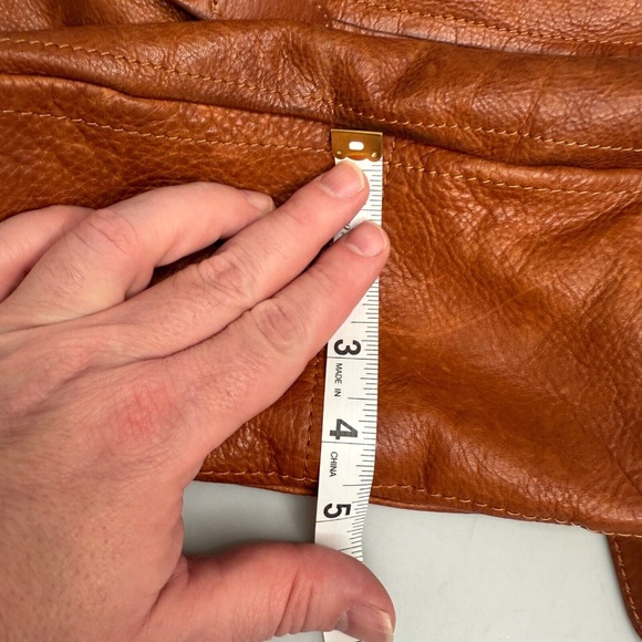 Vintage SABINA NEW YORK Tan Brown Leather Crossbody Bag Foldover Zip Top EUC - Picture 13 of 15